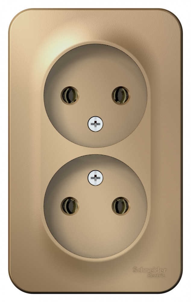 Розетка BLANCA наружная двойная, без заземления, без шторок, с изолирующей пластиной, 16А, 250В, титан