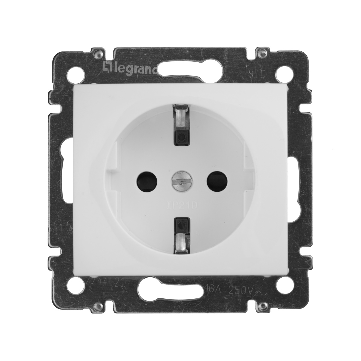 VALENA Розетка с заземлением со шторками в рамку белая