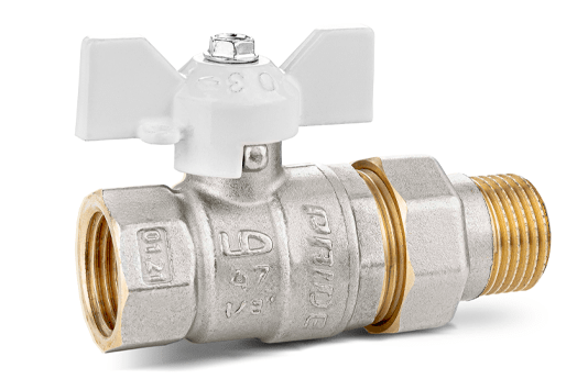 Кран шаровой со сгоном Ду20 Ру40 (3/4) ВН белая ручка бабочка