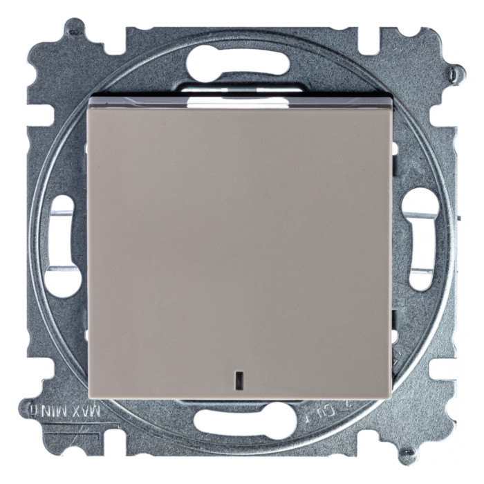 Выключатель одноклавишный ABB LEVIT с подсветкой, кофе макиато // белый, 2CHH590146A6018