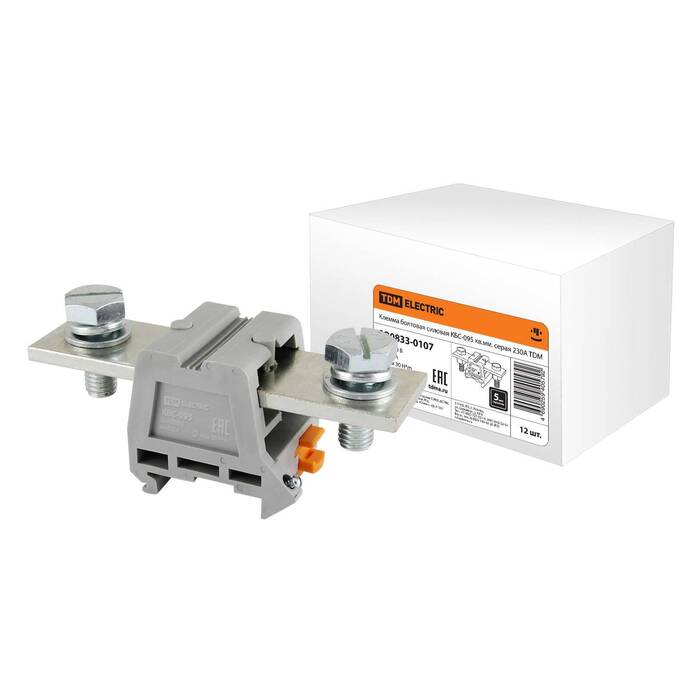 Клемма болтовая силовая КБС-095 кв.мм. серая 230А TDM