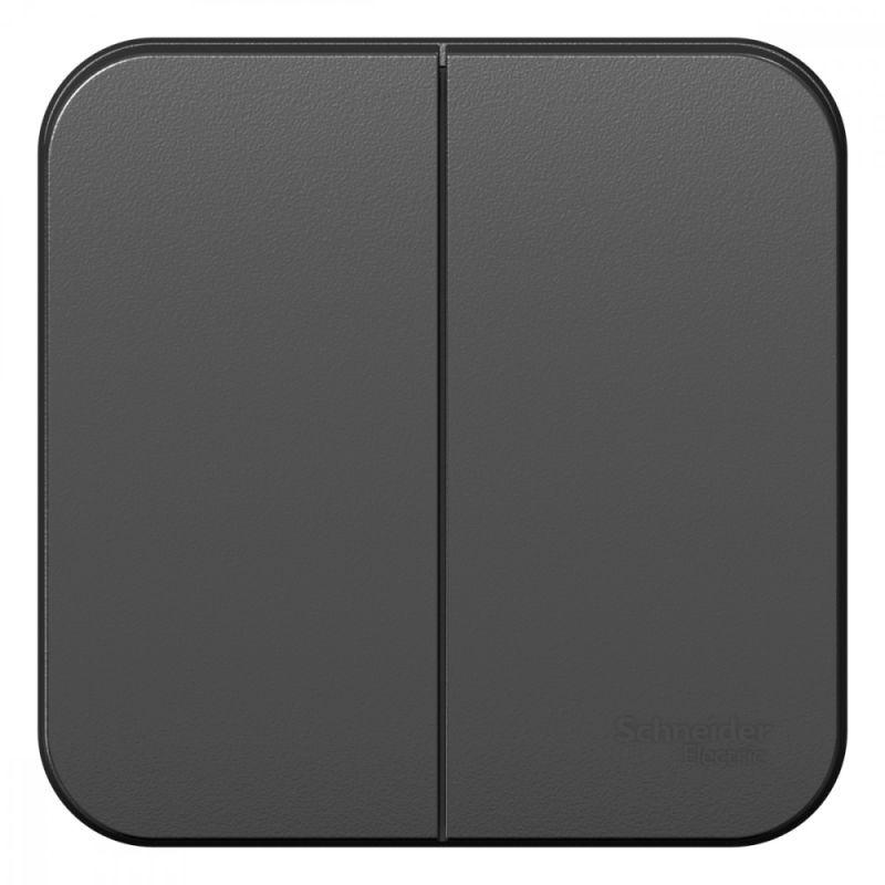 Выключатель 2-кл. ОП Blanca 10А IP20 (сх. 5) 250В с изолир. пластиной антрацит SE BLNVA105016