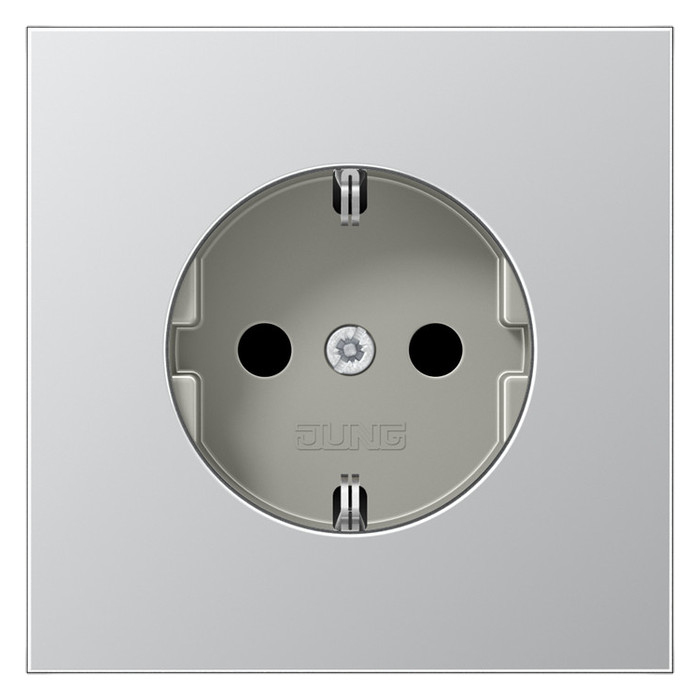 Розетка Jung LS METAL, скрытый монтаж, с заземлением, алюминий, AL1520