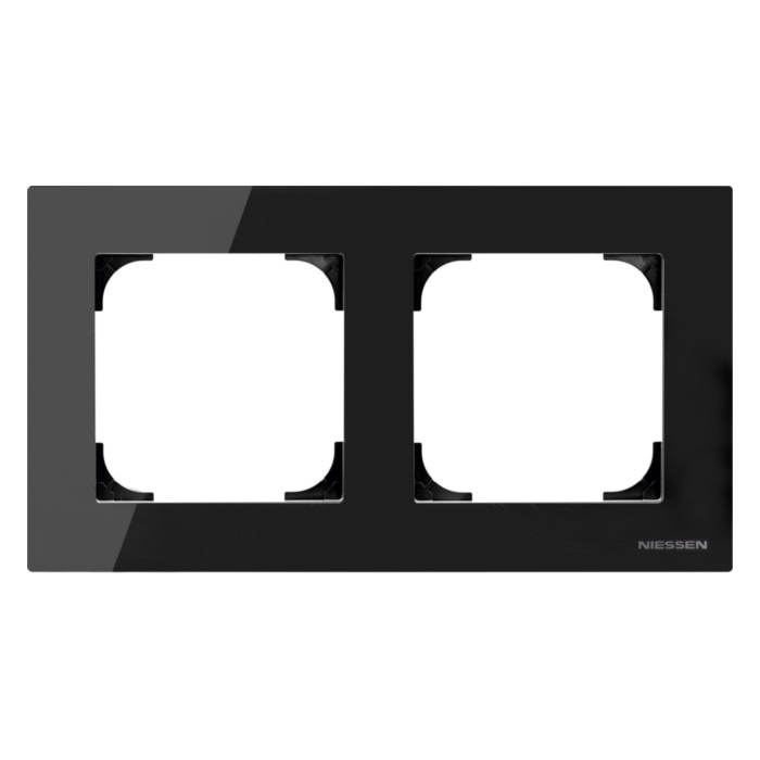Рамка 2 поста ABB SKY, черное стекло, 2CLA857200A3101