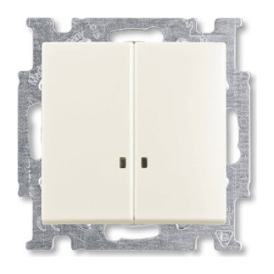 Выключатель двухклавишный ABB BASIC55 с подсветкой, chalet-white, 2CKA001012A2188