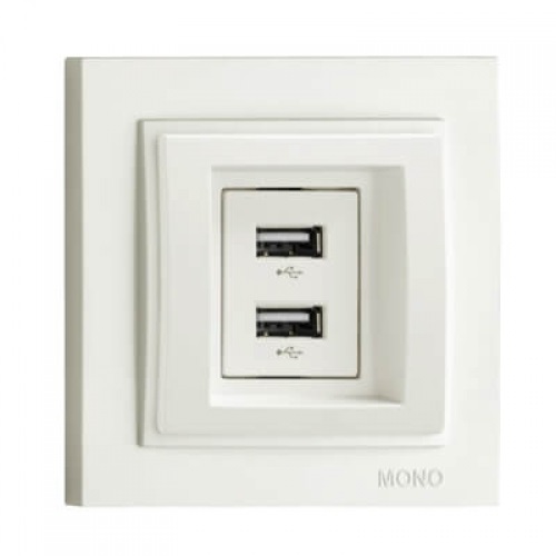 Розетка 2-я USB механизм Mono Electric Despina/ Larissa зарядка, бел. 500-001905-178				